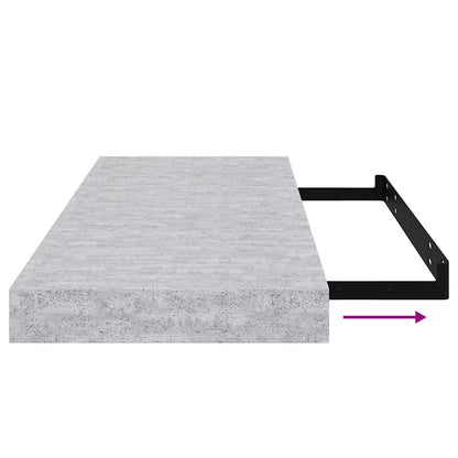 Plovoucí Nástěnné Police 2 Ks Betonově Šedé 60X23,5X3,8 Cm Mdf