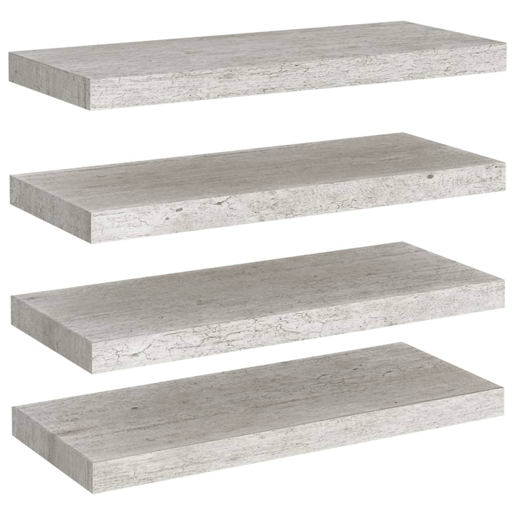 Plovoucí Nástěnné Police 4 Ks Betonově Šedé 60X23,5X3,8 Cm Mdf Betonová Šedá