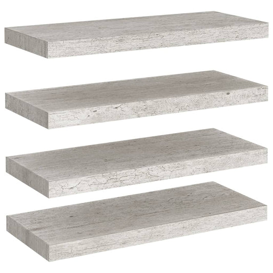Plovoucí Nástěnné Police 4 Ks Betonově Šedé 60X23,5X3,8 Cm Mdf Betonová Šedá