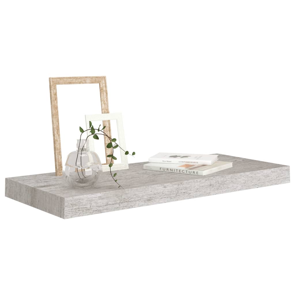 Plovoucí Nástěnné Police 4 Ks Betonově Šedé 60X23,5X3,8 Cm Mdf Betonová Šedá
