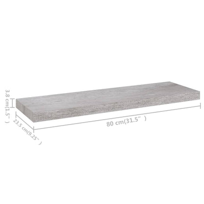 Plovoucí Nástěnná Police Betonově Šedá 80 X 23,5 X 3,8 Cm Mdf Betonová Šedá