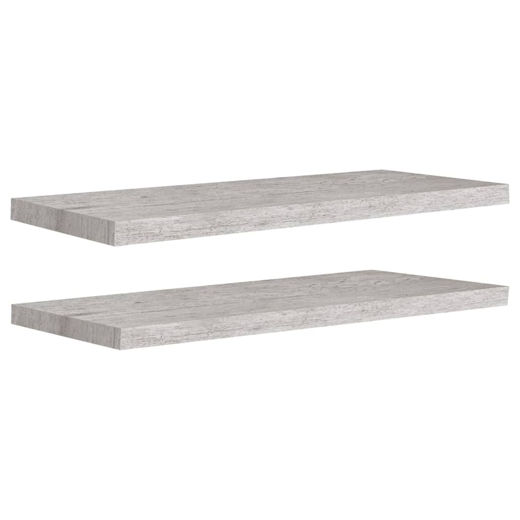 Plovoucí Nástěnné Police 2 Ks Betonově Šedé 80X23,5X3,8 Cm Mdf Betonová Šedá