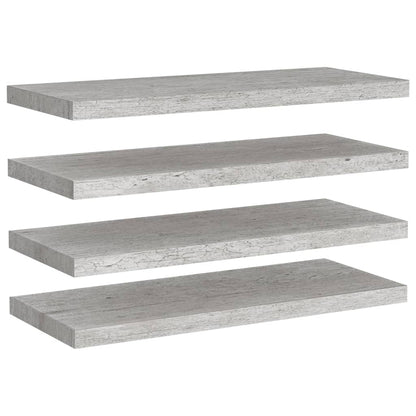 Plovoucí Nástěnné Police 4 Ks Betonově Šedé 80X23,5X3,8 Cm Mdf Betonová Šedá