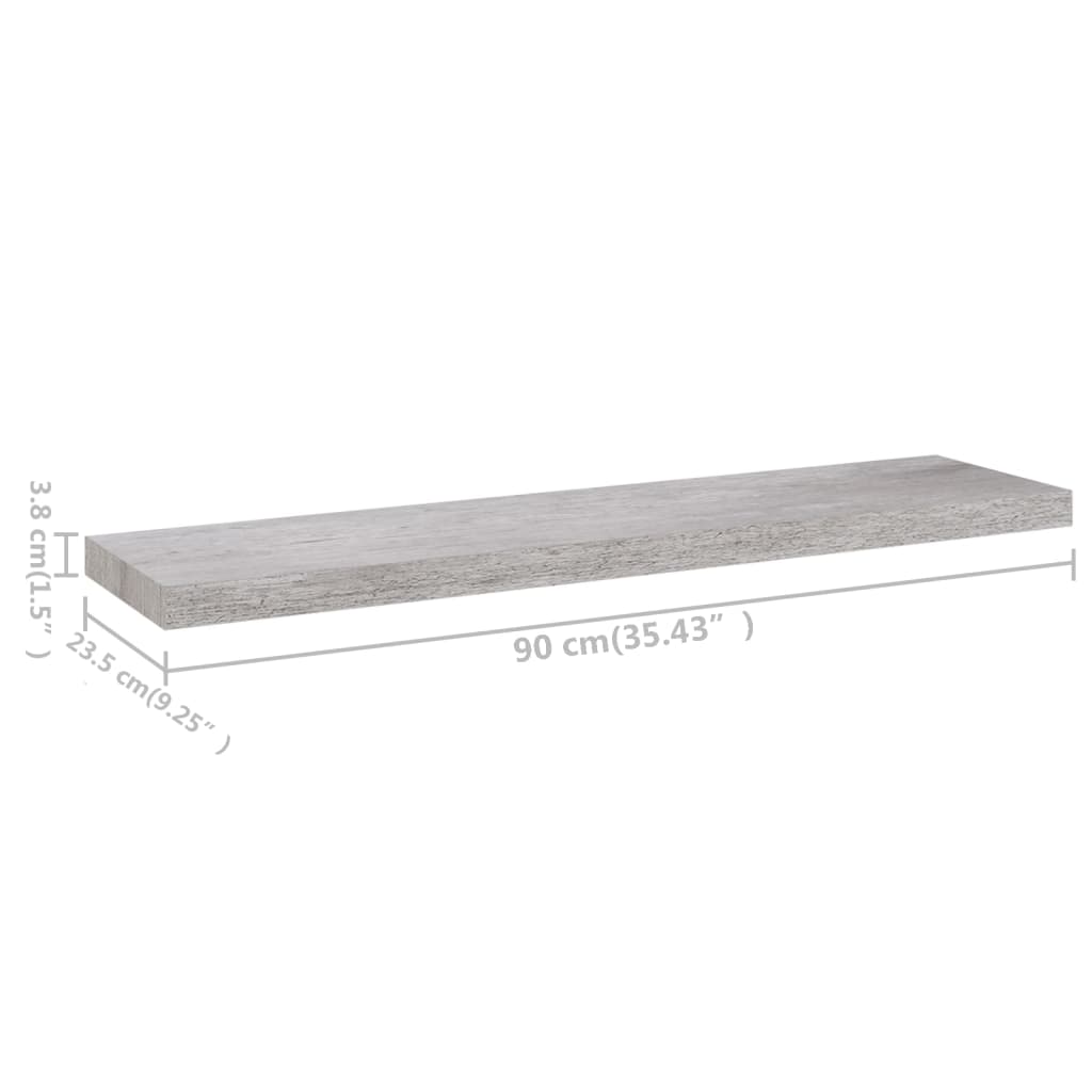 Plovoucí Nástěnná Police Betonově Šedá 90 X 23,5 X 3,8 Cm Mdf Betonová Šedá