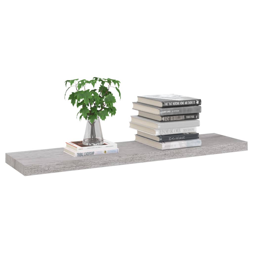 Plovoucí Nástěnné Police 2 Ks Betonově Šedé 90X23,5X3,8 Cm Mdf Betonová Šedá