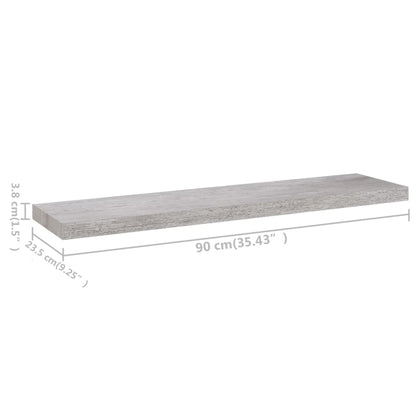 Plovoucí Nástěnné Police 2 Ks Betonově Šedé 90X23,5X3,8 Cm Mdf Betonová Šedá