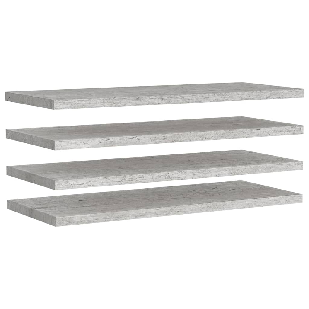 Plovoucí Nástěnné Police 4 Ks Betonově Šedé 90X23,5X3,8 Cm Mdf Betonová Šedá