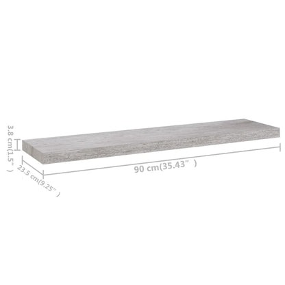 Plovoucí Nástěnné Police 4 Ks Betonově Šedé 90X23,5X3,8 Cm Mdf Betonová Šedá
