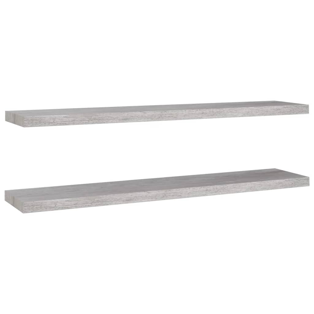Plovoucí Nástěnné Police 2 Ks Betonově Šedé 120X23,5X3,8 Cm Mdf Betonová Šedá