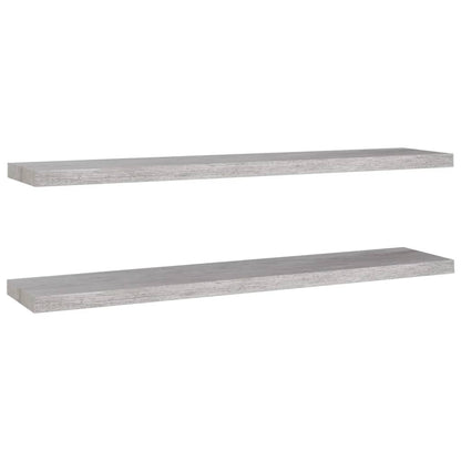 Plovoucí Nástěnné Police 2 Ks Betonově Šedé 120X23,5X3,8 Cm Mdf Betonová Šedá