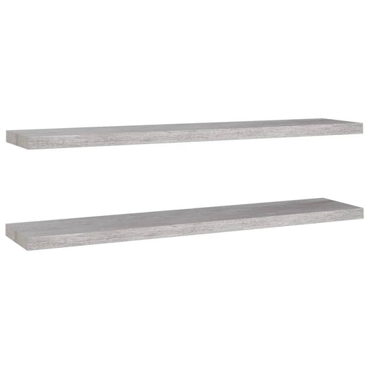 Plovoucí Nástěnné Police 2 Ks Betonově Šedé 120X23,5X3,8 Cm Mdf Betonová Šedá