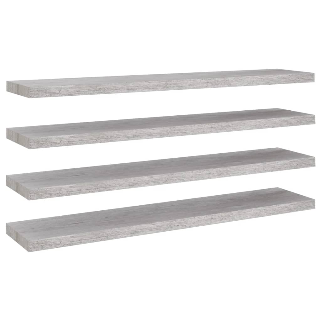Plovoucí Nástěnné Police 4 Ks Betonově Šedé 120X23,5X3,8 Cm Mdf Betonová Šedá