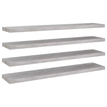 Plovoucí Nástěnné Police 4 Ks Betonově Šedé 120X23,5X3,8 Cm Mdf Betonová Šedá