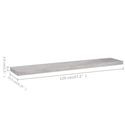 Plovoucí Nástěnné Police 4 Ks Betonově Šedé 120X23,5X3,8 Cm Mdf Betonová Šedá