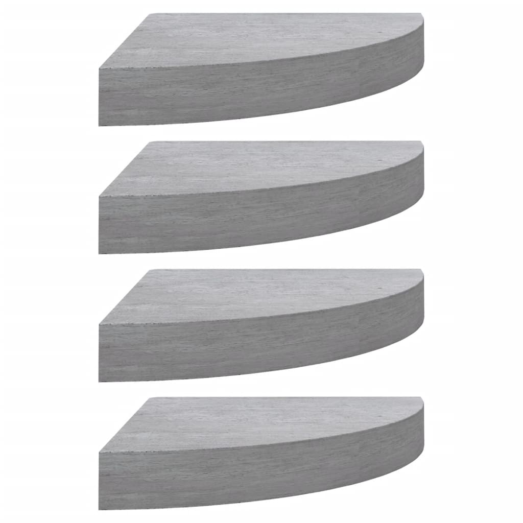 Nástěnné Rohové Police 4 Ks Betonově Šedé 25 X 25 X 3,8 Cm Mdf Betonová Šedá
