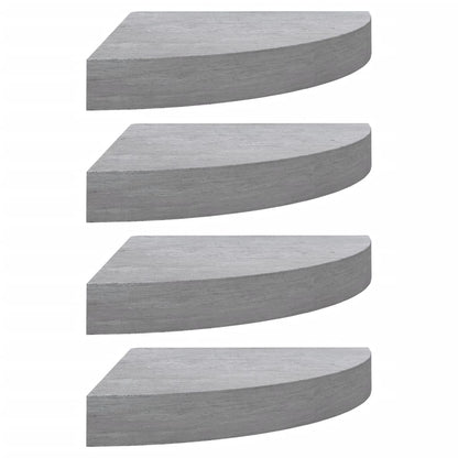 Nástěnné Rohové Police 4 Ks Betonově Šedé 25 X 25 X 3,8 Cm Mdf Betonová Šedá