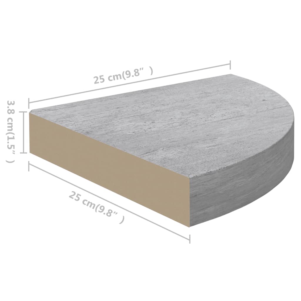 Nástěnné Rohové Police 4 Ks Betonově Šedé 25 X 25 X 3,8 Cm Mdf Betonová Šedá