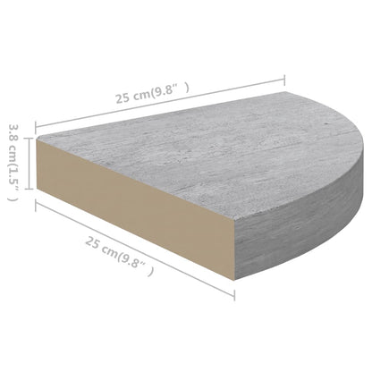 Nástěnné Rohové Police 4 Ks Betonově Šedé 25 X 25 X 3,8 Cm Mdf Betonová Šedá