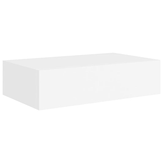 Nástěnná Police Se Zásuvkou 40 X 23,5 X 10 Cm Mdf Bílá