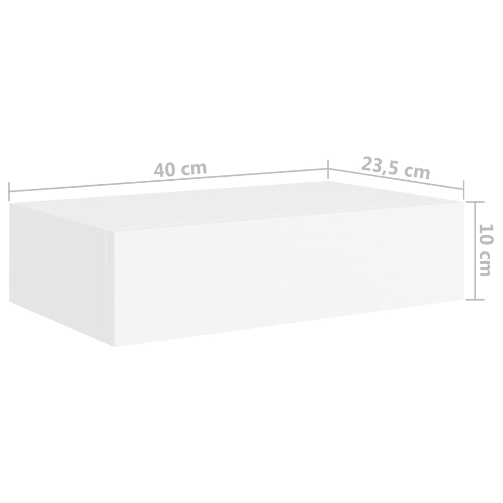 Nástěnná Police Se Zásuvkou 40 X 23,5 X 10 Cm Mdf Bílá