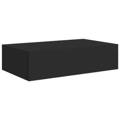 Nástěnná Police Se Zásuvkou Černá 40 X 23,5 X 10 Cm Mdf Černá