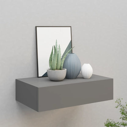 Nástěnná Police Se Zásuvkou Šedá 40 X 23,5 X 10 Cm Mdf Šedá