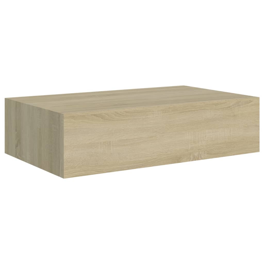 Nástěnná Police Se Zásuvkou 40 X 23,5 X 10 Cm Mdf Dub