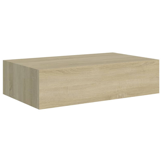 Nástěnná Police Se Zásuvkou 40 X 23,5 X 10 Cm Mdf Dub
