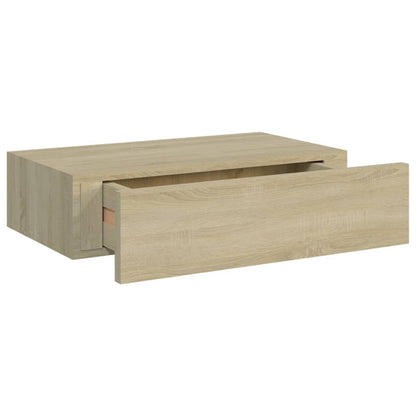 Nástěnná Police Se Zásuvkou 40 X 23,5 X 10 Cm Mdf Dub