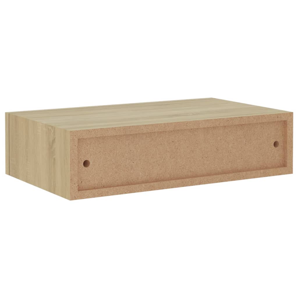 Nástěnná Police Se Zásuvkou 40 X 23,5 X 10 Cm Mdf Dub