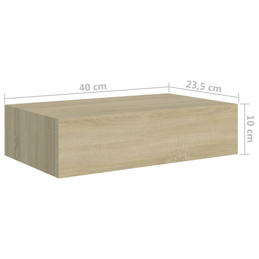 Nástěnná Police Se Zásuvkou 40 X 23,5 X 10 Cm Mdf Dub