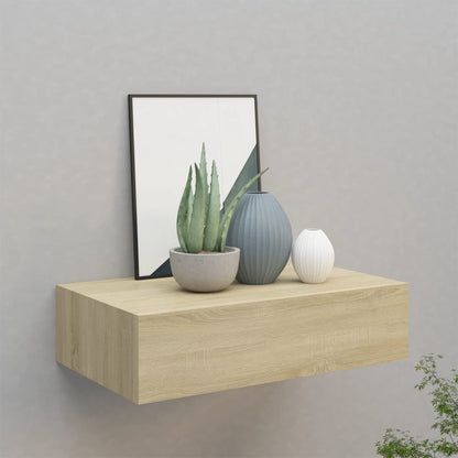 Nástěnná Police Se Zásuvkou 40 X 23,5 X 10 Cm Mdf Dub