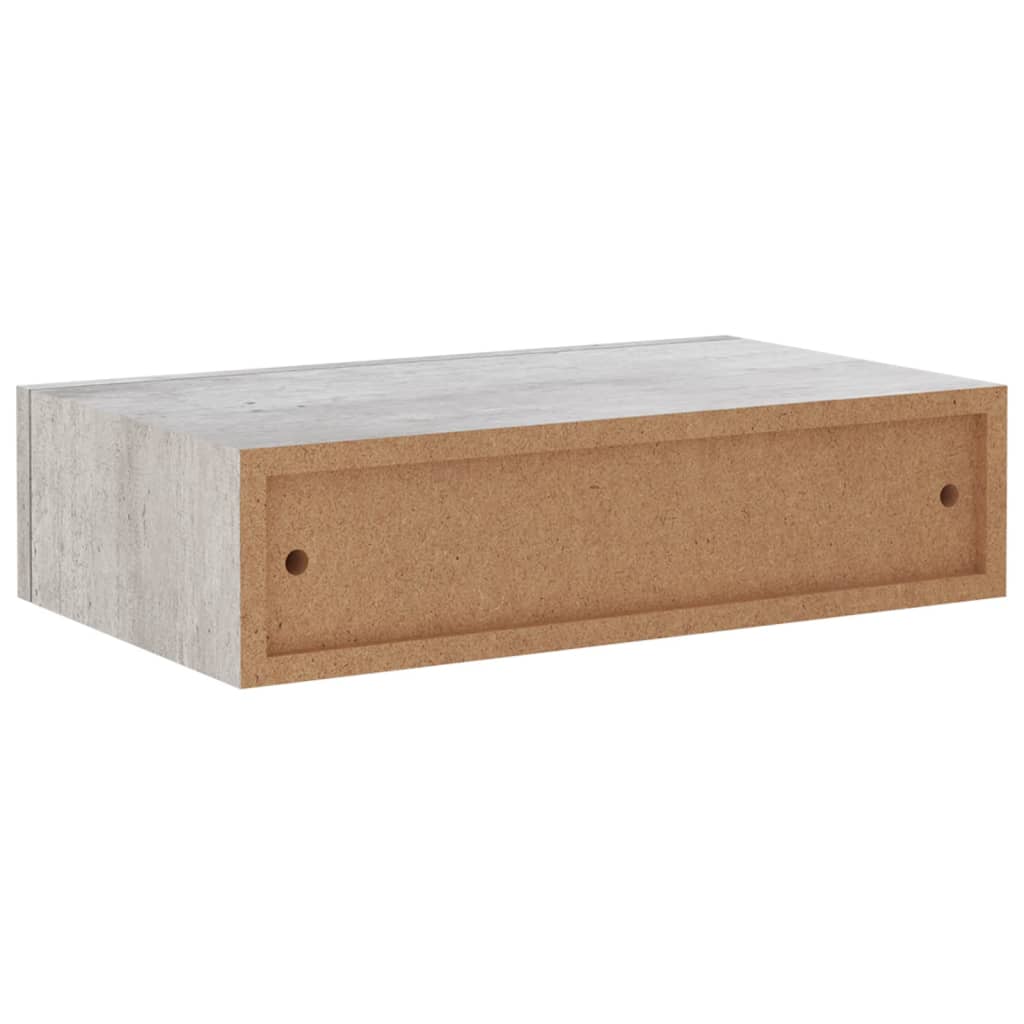 Nástěnná Police Se Zásuvkou Betonově Šedá 40 X 23,5 X 10 Cm Mdf Betonová Šedá