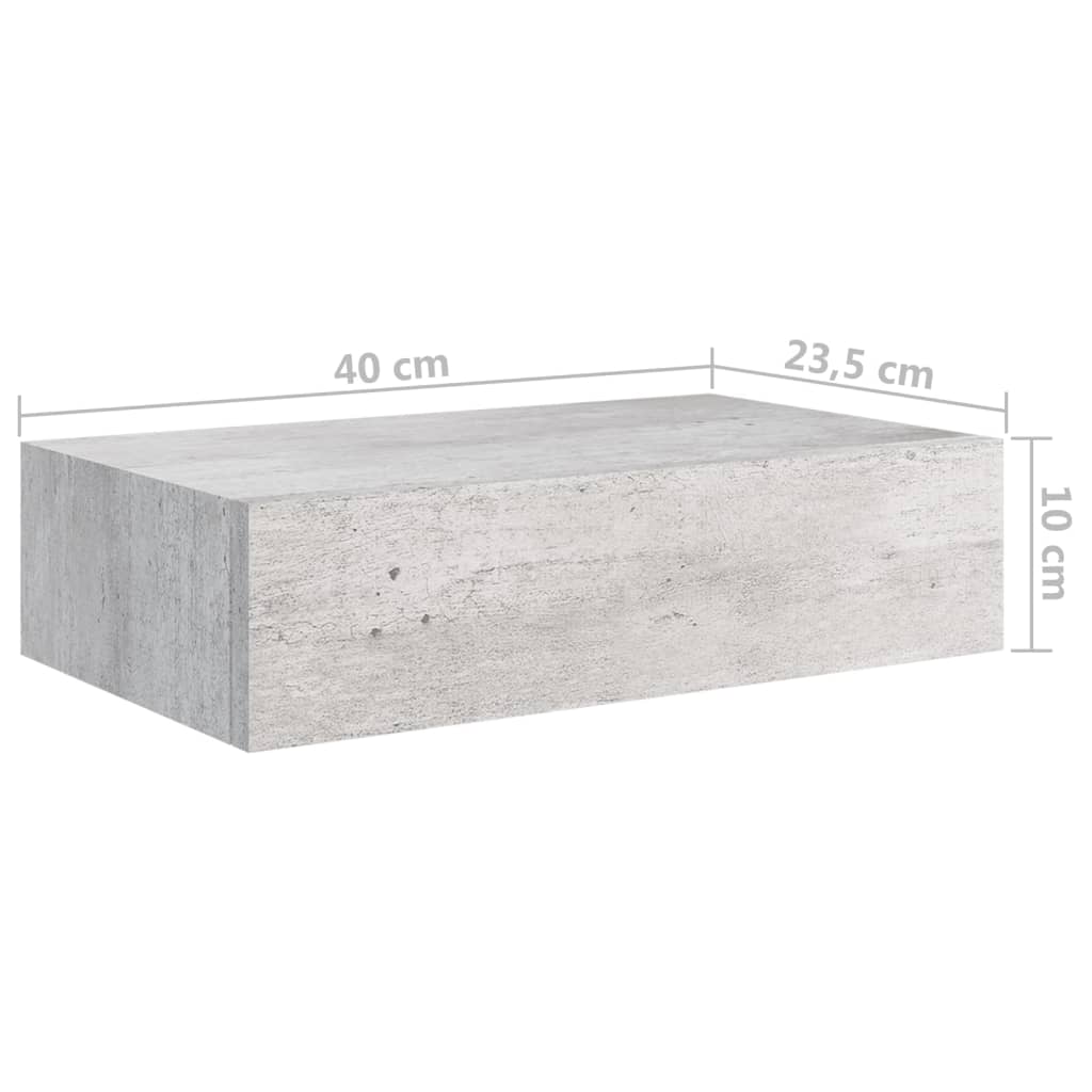 Nástěnná Police Se Zásuvkou Betonově Šedá 40 X 23,5 X 10 Cm Mdf Betonová Šedá