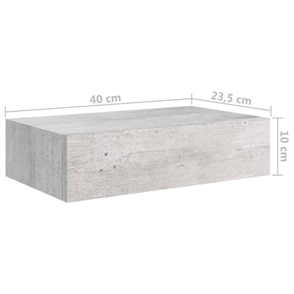 Nástěnná Police Se Zásuvkou Betonově Šedá 40 X 23,5 X 10 Cm Mdf Betonová Šedá