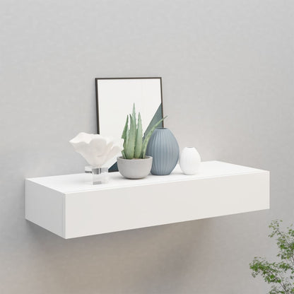 Nástěnná Police Se Zásuvkou 40 X 23,5 X 10 Cm Mdf Bílá