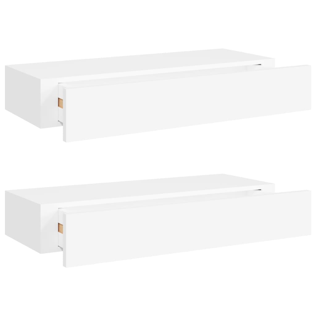 Nástěnné Police Se Zásuvkou 2 Ks Bílé 60 X 23,5 X 10 Cm Mdf Bílá