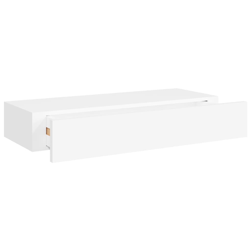 Nástěnné Police Se Zásuvkou 2 Ks Bílé 60 X 23,5 X 10 Cm Mdf Bílá