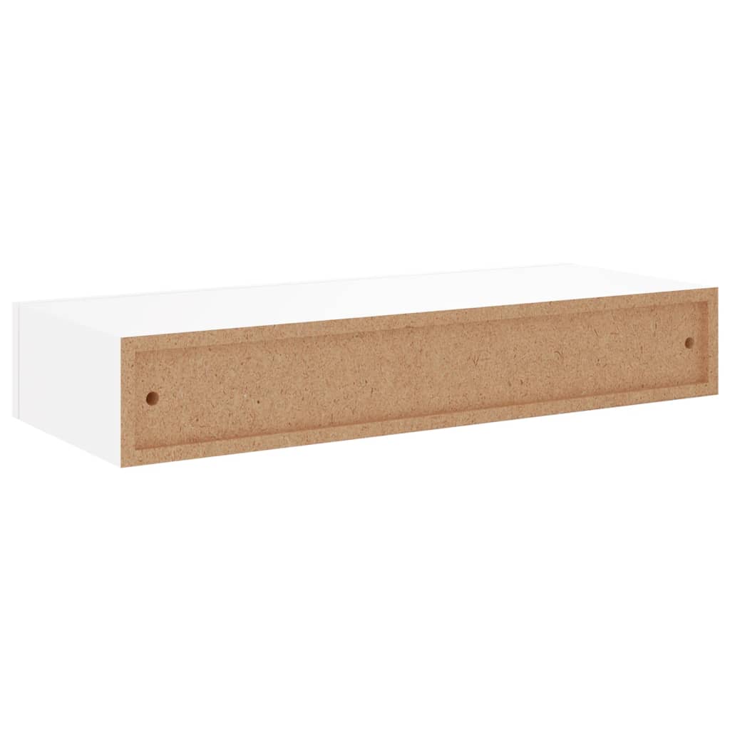 Nástěnné Police Se Zásuvkou 2 Ks Bílé 60 X 23,5 X 10 Cm Mdf Bílá