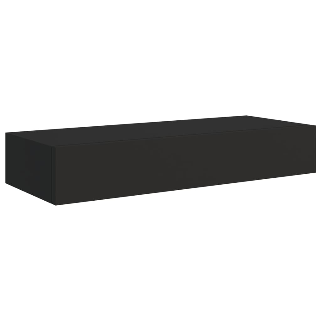 Nástěnné Police Se Zásuvkou 2 Ks Černé 60 X 23,5 X 10 Cm Mdf Černá
