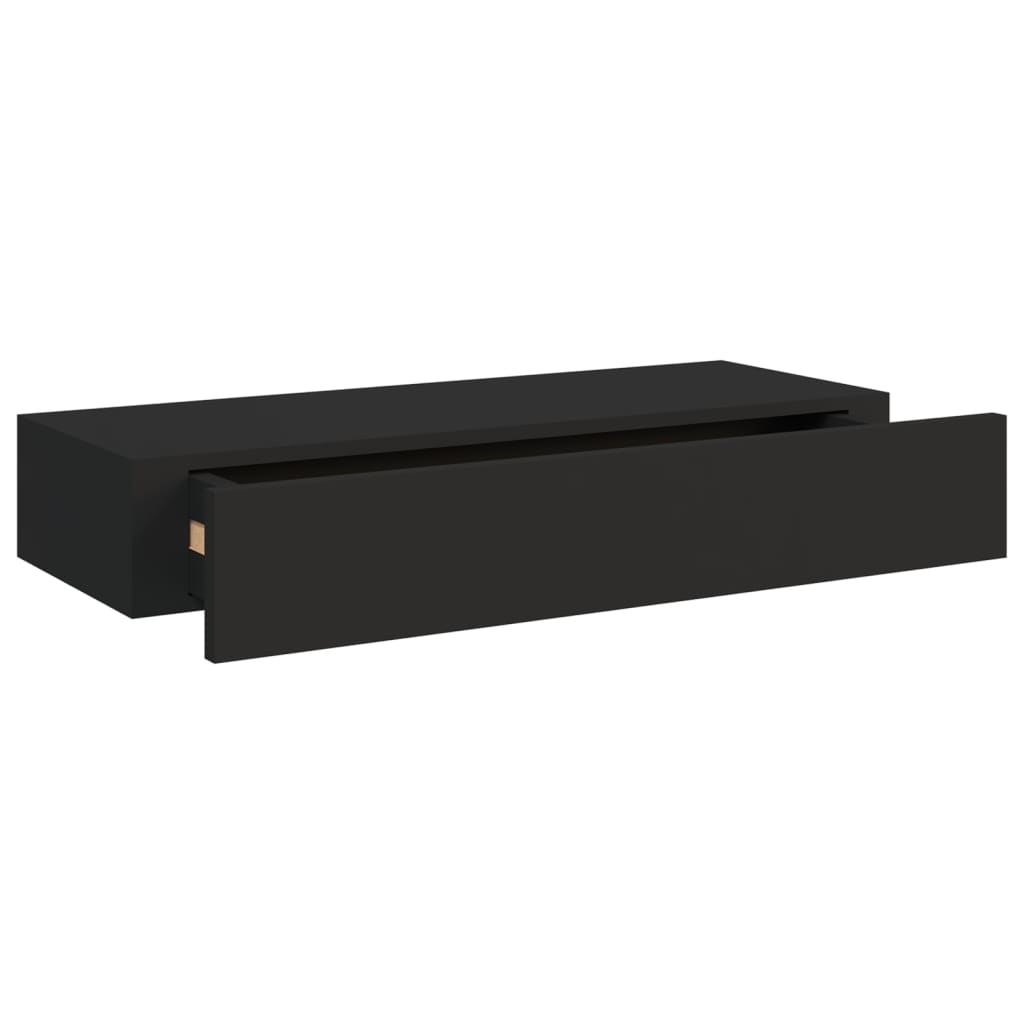 Nástěnné Police Se Zásuvkou 2 Ks Černé 60 X 23,5 X 10 Cm Mdf Černá