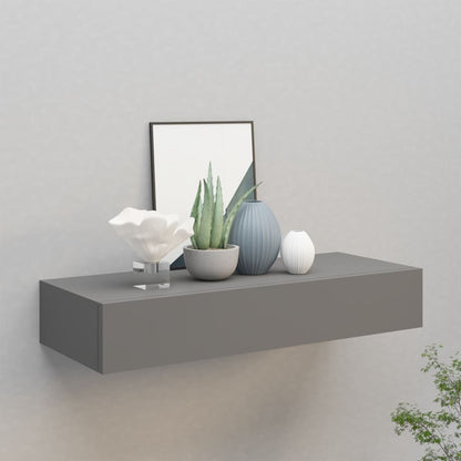 Nástěnná Police Se Zásuvkou Šedá 40 X 23,5 X 10 Cm Mdf Šedá