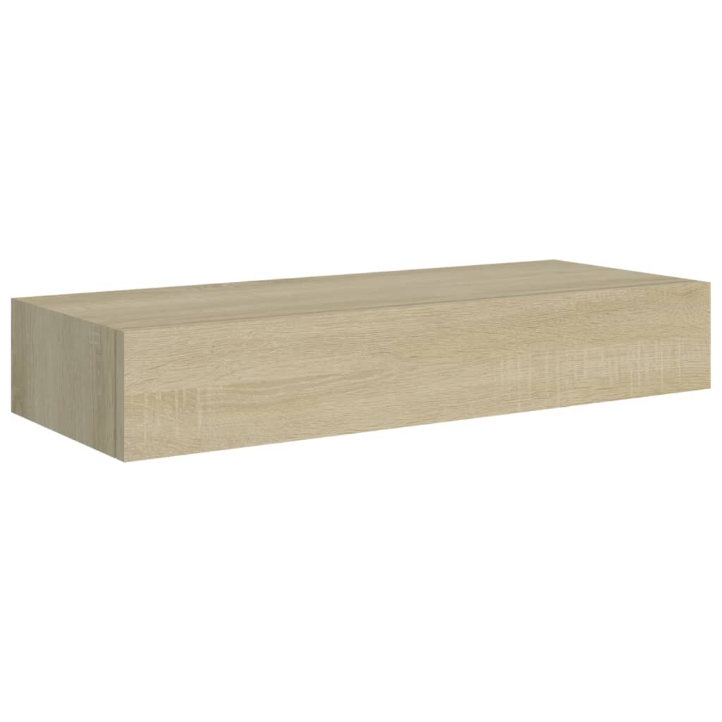 Nástěnné Police Se Zásuvkou 2 Ks 60 X 23,5 X 10 Cm Mdf Dub
