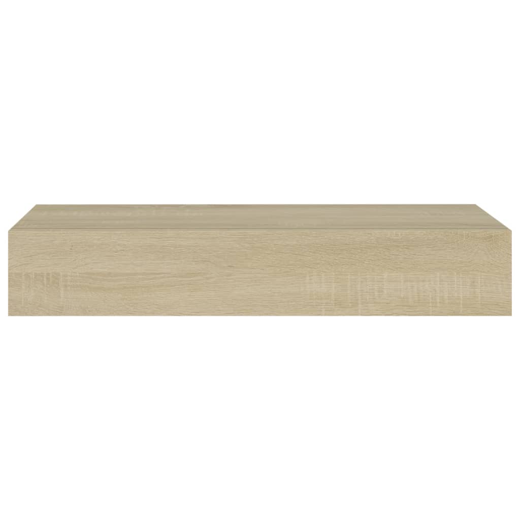Nástěnné Police Se Zásuvkou 2 Ks 60 X 23,5 X 10 Cm Mdf Dub