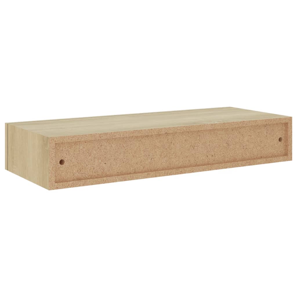 Nástěnné Police Se Zásuvkou 2 Ks 60 X 23,5 X 10 Cm Mdf Dub
