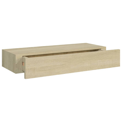 Nástěnné Police Se Zásuvkou 2 Ks 60 X 23,5 X 10 Cm Mdf Dub