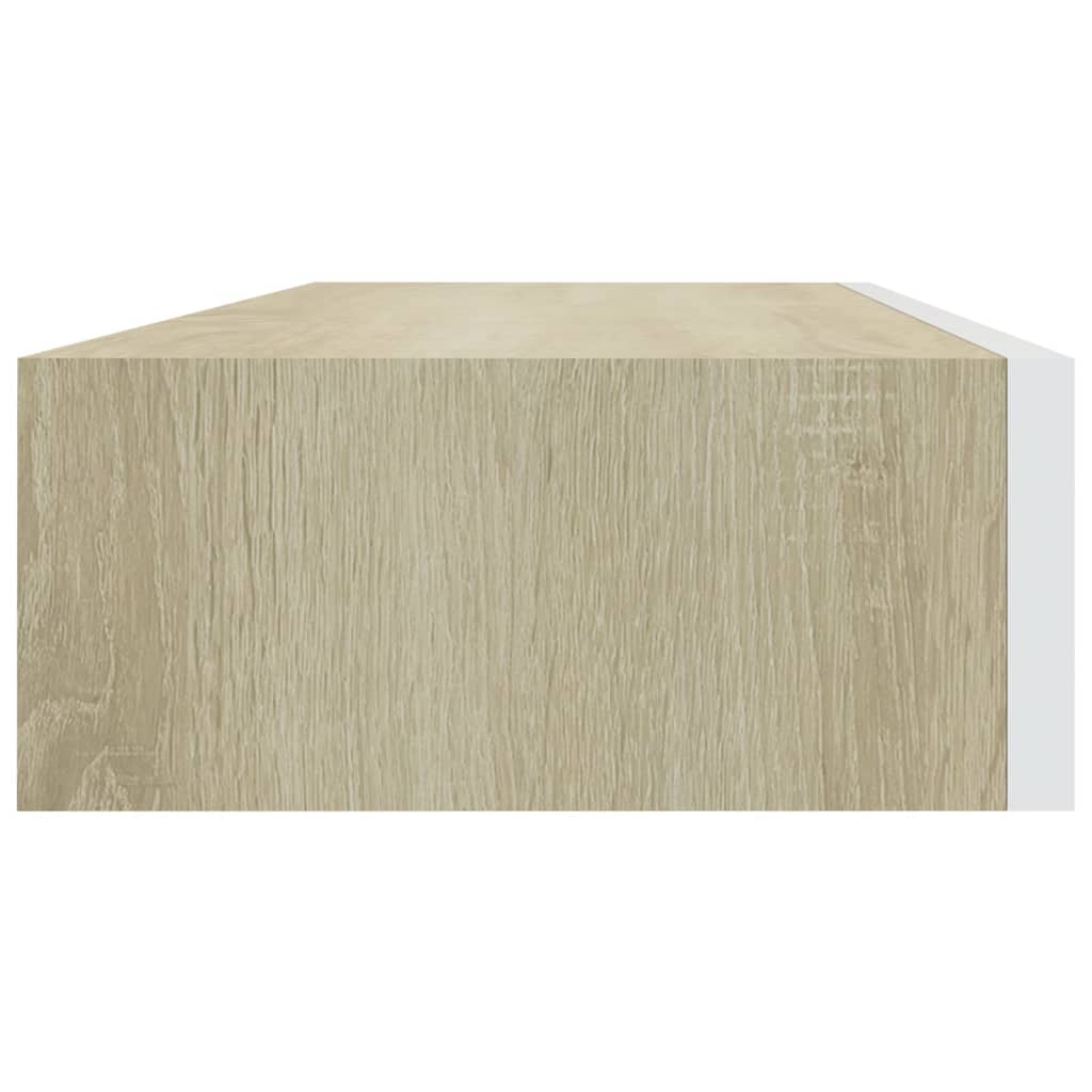 Nástěnné Police Se Zásuvkou 2 Ks Dub A Bílé 60X23,5X10 Cm Mdf Dub A Bílá