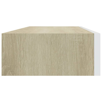 Nástěnné Police Se Zásuvkou 2 Ks Dub A Bílé 60X23,5X10 Cm Mdf Dub A Bílá