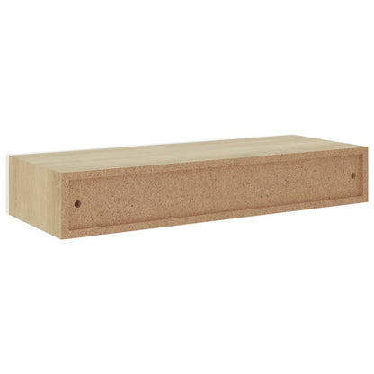 Nástěnné Police Se Zásuvkou 2 Ks Dub A Bílé 60X23,5X10 Cm Mdf Dub A Bílá