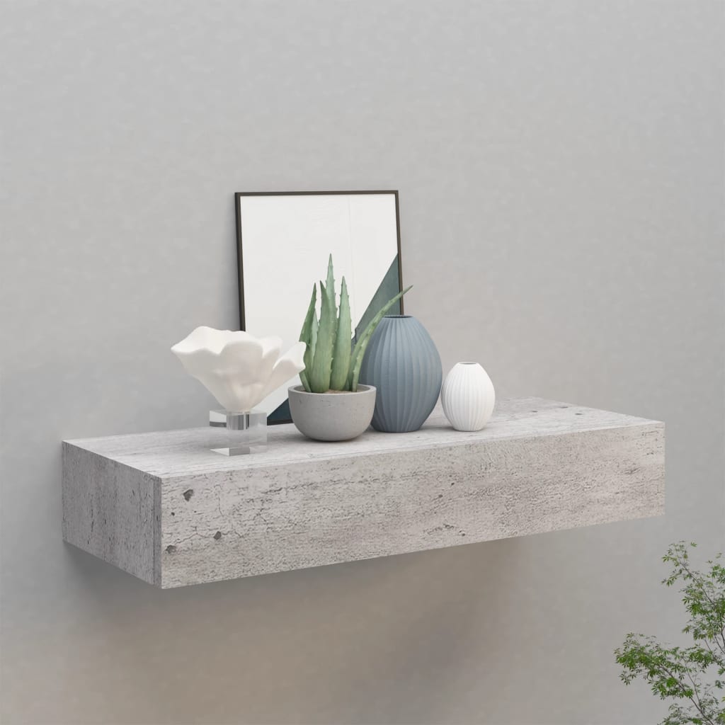 Nástěnná Police Se Zásuvkou Betonově Šedá 40 X 23,5 X 10 Cm Mdf Betonová Šedá